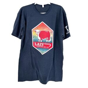 NEW Lazy J Ranch Wear Rain Herford T-Shirt Men's XL Blue Cowboy Landman Western
